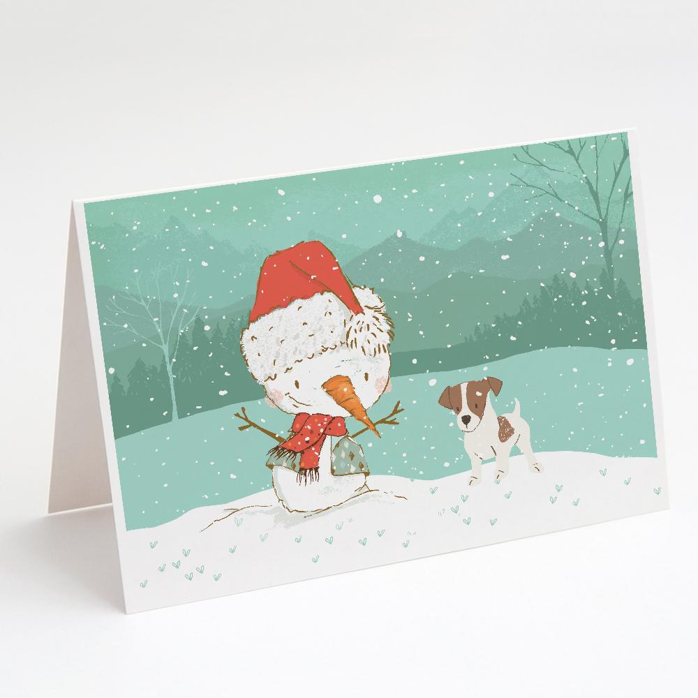 Buy this Jack Russell Terrier #2 Snowman Christmas Greeting Cards and Envelopes Pack of 8