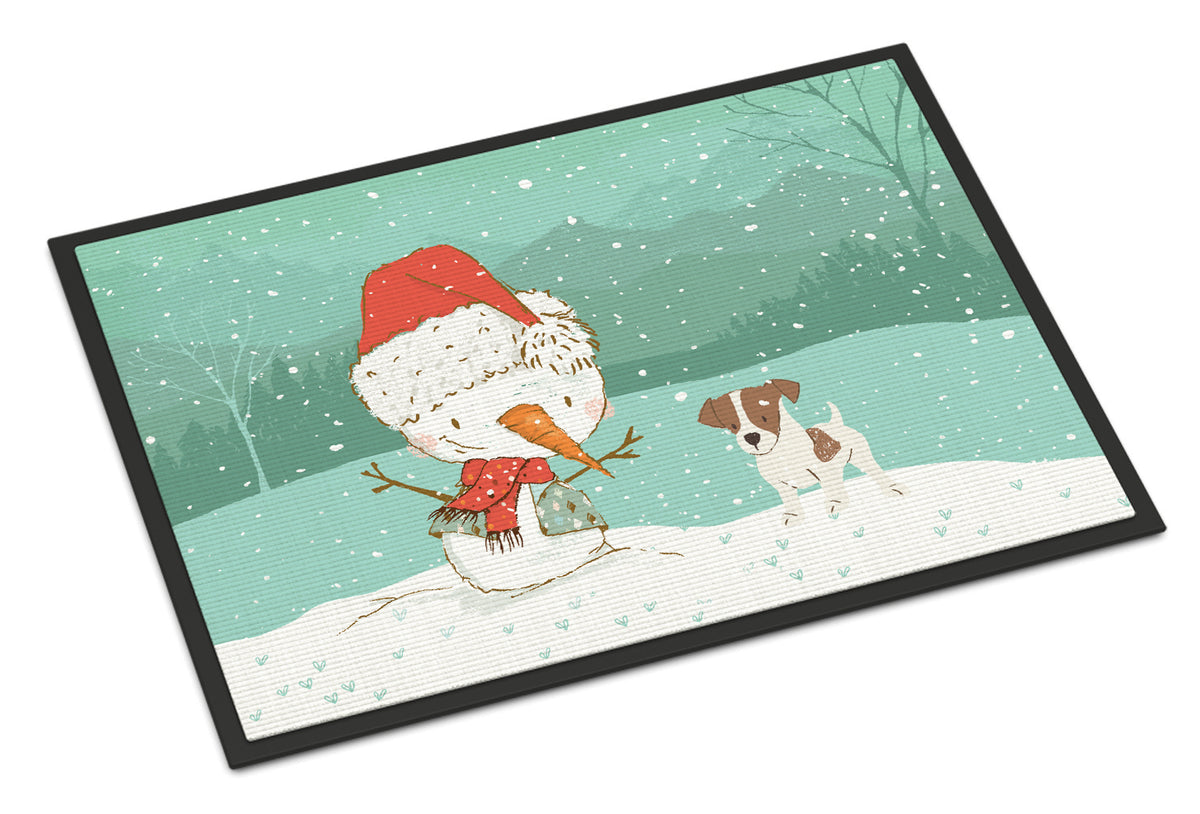 Jack Russell Terrier #2 Snowman Christmas Indoor or Outdoor Mat 18x27 CK2091MAT - the-store.com