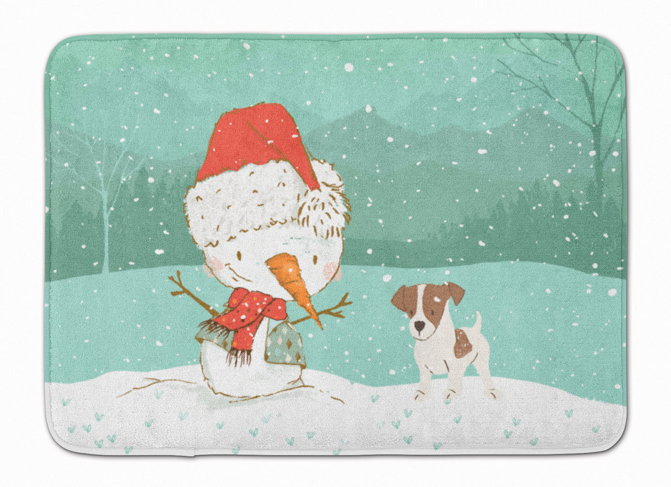 Jack Russell Terrier #2 Snowman Christmas Machine Washable Memory Foam Mat CK2091RUG - the-store.com