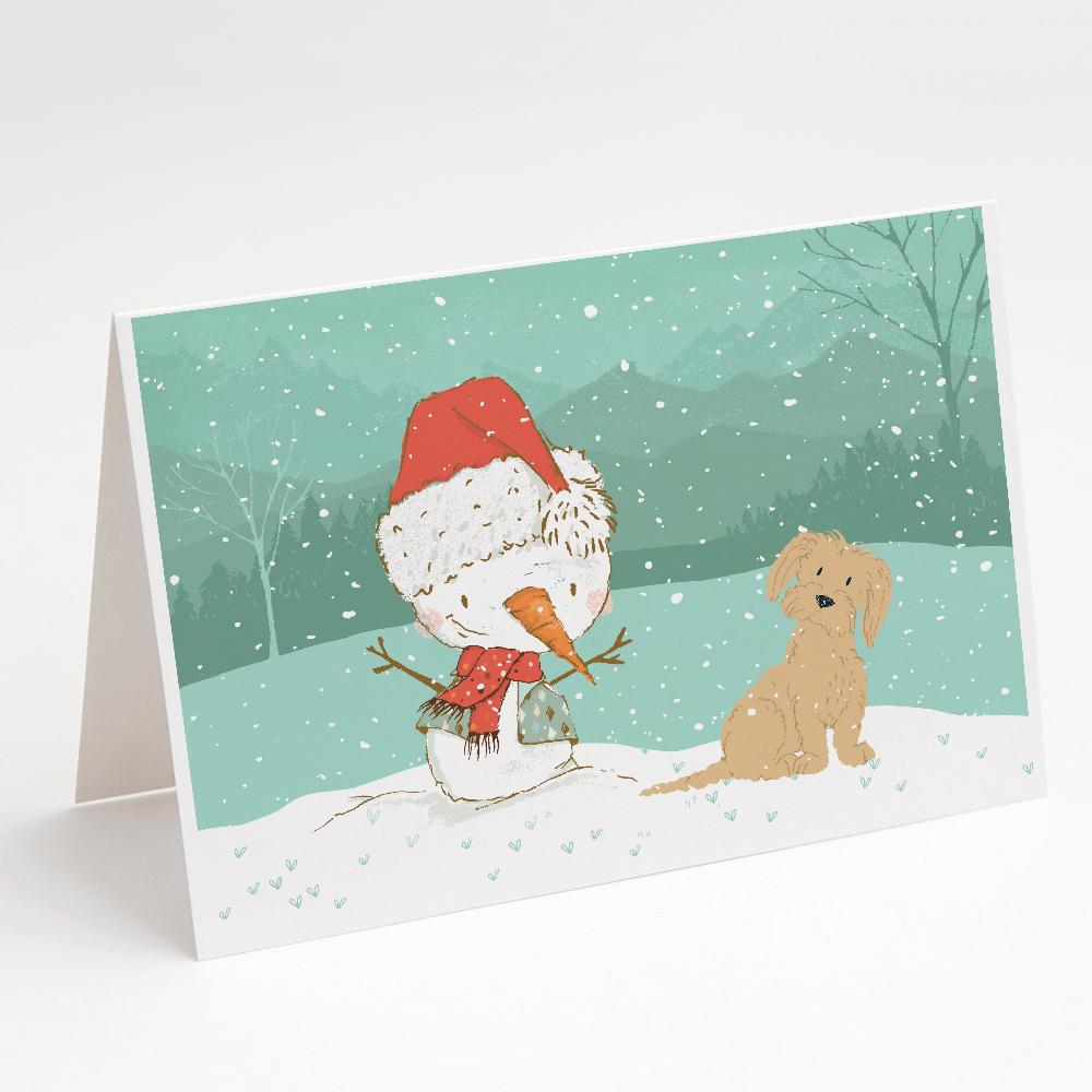 Buy this Brown Maltese Snowman Christmas Greeting Cards and Envelopes Pack of 8