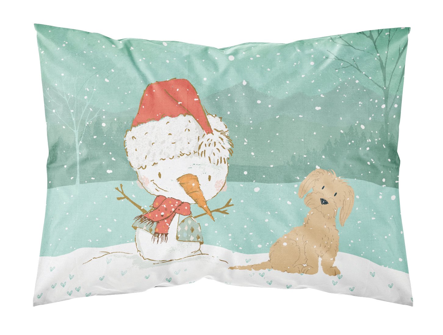 Brown Maltese Snowman Christmas Fabric Standard Pillowcase CK2093PILLOWCASE by Caroline's Treasures