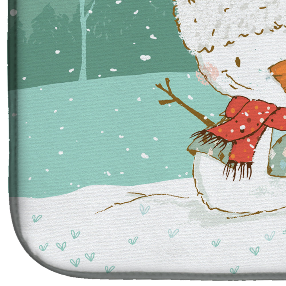 Black and White Terrier Snowman Christmas Dish Drying Mat CK2095DDM  the-store.com.