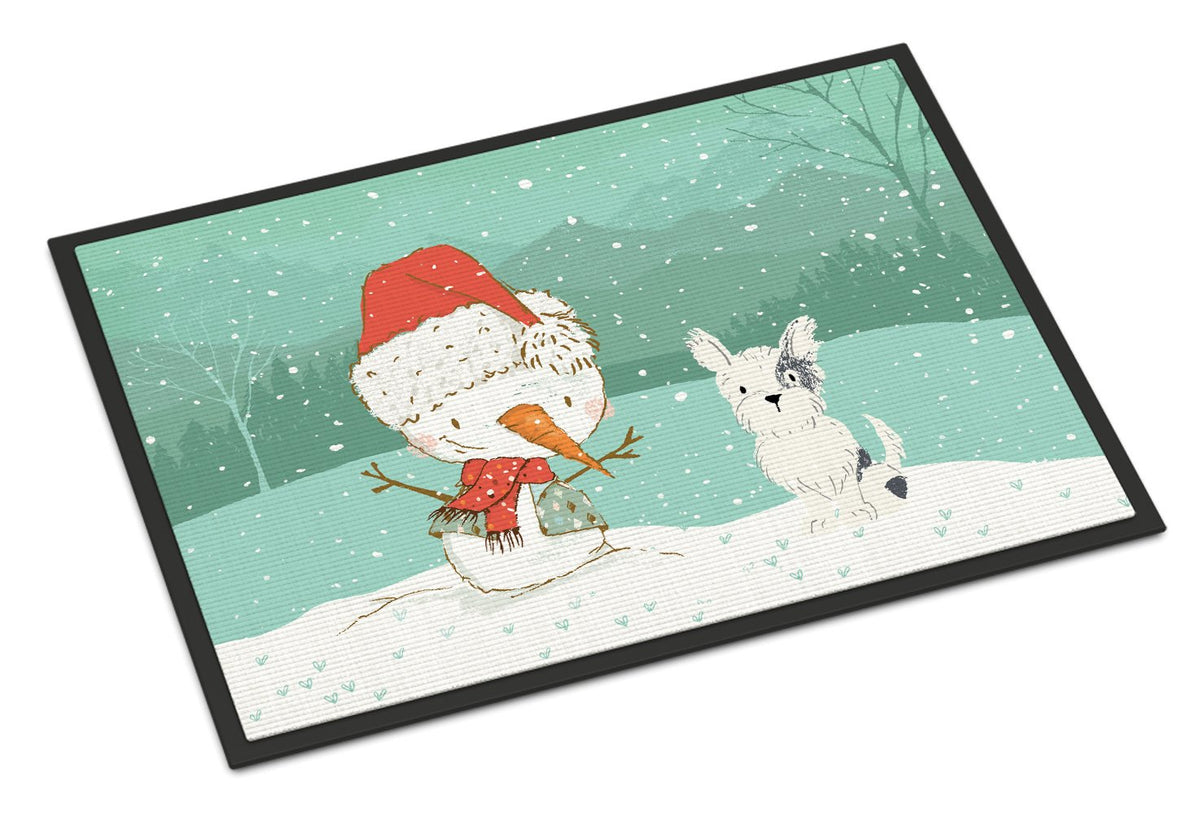 Black and White Terrier Snowman Christmas Indoor or Outdoor Mat 24x36 CK2095JMAT by Caroline&#39;s Treasures