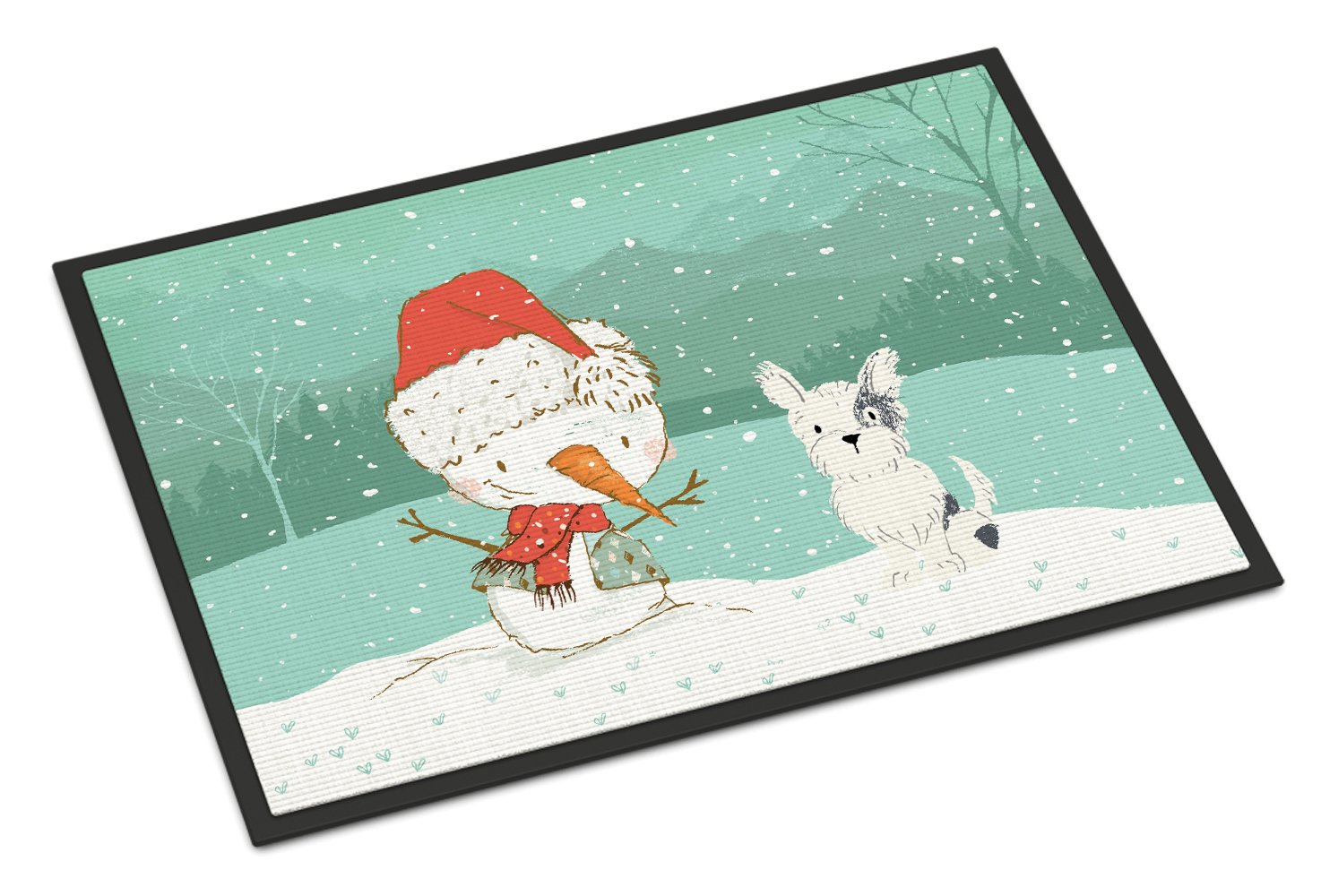 Black and White Terrier Snowman Christmas Indoor or Outdoor Mat 24x36 CK2095JMAT by Caroline's Treasures