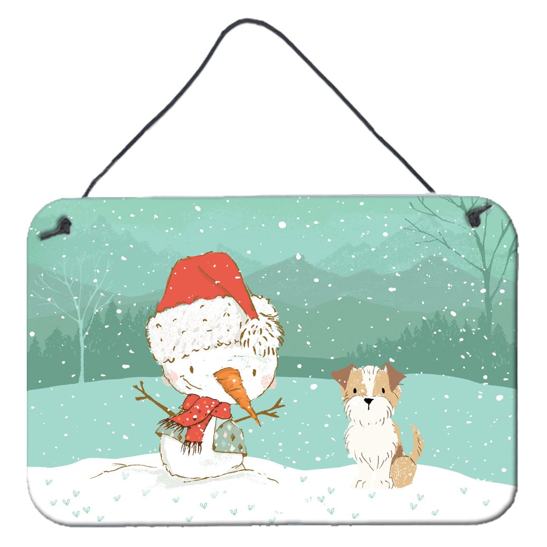 Brown and White Terrier Snowman Christmas Wall or Door Hanging Prints CK2096DS812 by Caroline&#39;s Treasures