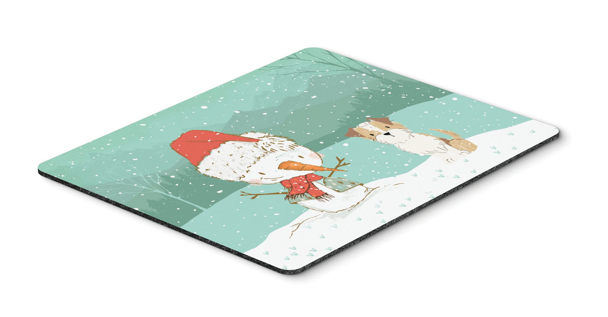 Brown and White Terrier Snowman Christmas Mouse Pad, Hot Pad or Trivet CK2096MP by Caroline&#39;s Treasures