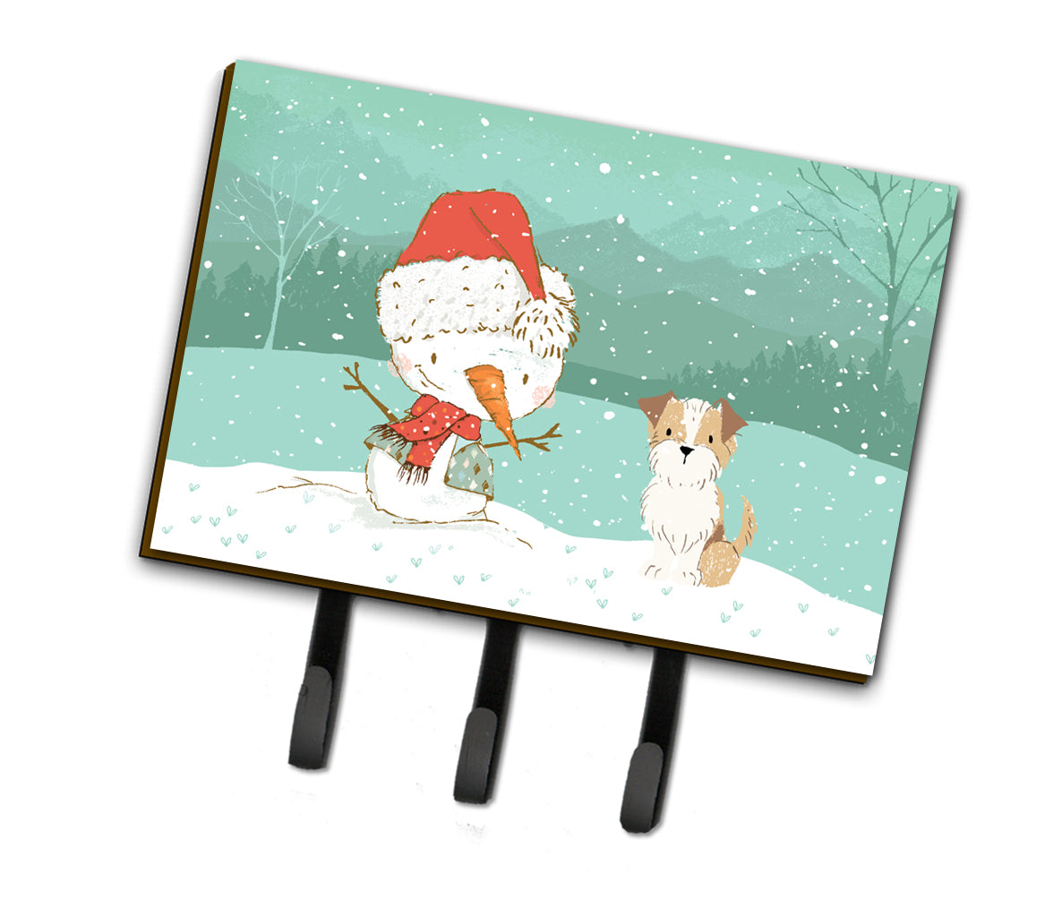 Brown and White Terrier Snowman Christmas Leash or Key Holder CK2096TH68  the-store.com.