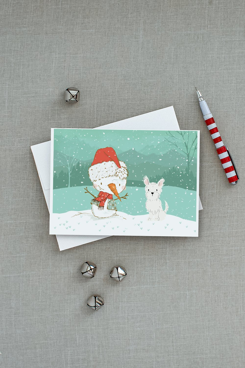 Westie Terrier Snowman Christmas Greeting Cards and Envelopes Pack of 8 - the-store.com