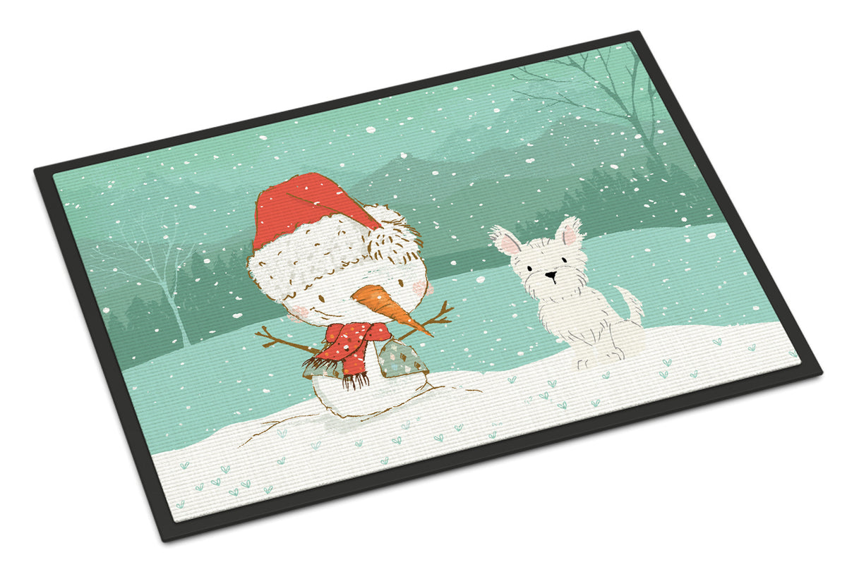 Westie Terrier Snowman Christmas Indoor or Outdoor Mat 18x27 CK2097MAT - the-store.com