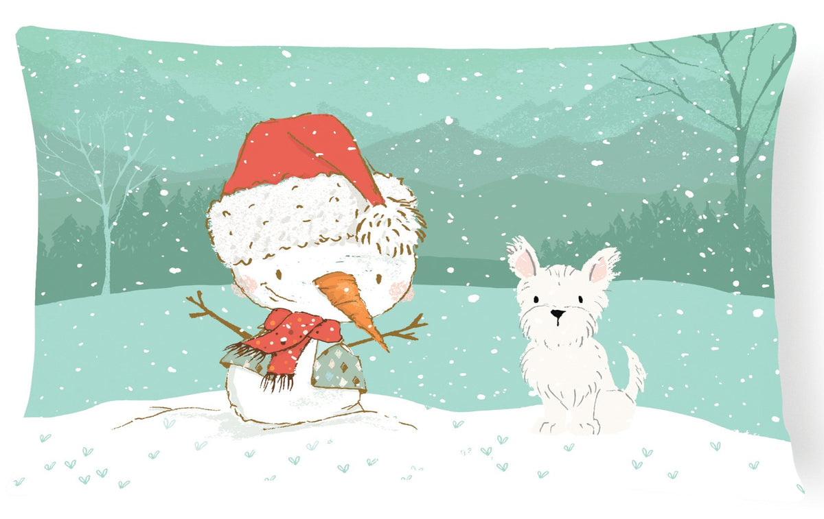 Westie Terrier Snowman Christmas Canvas Fabric Decorative Pillow CK2097PW1216 by Caroline&#39;s Treasures