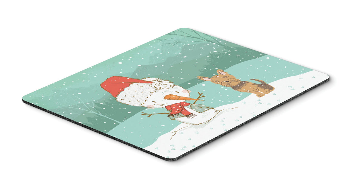 Yorkie Cropped Ears Snowman Christmas Mouse Pad, Hot Pad or Trivet CK2098MP by Caroline&#39;s Treasures