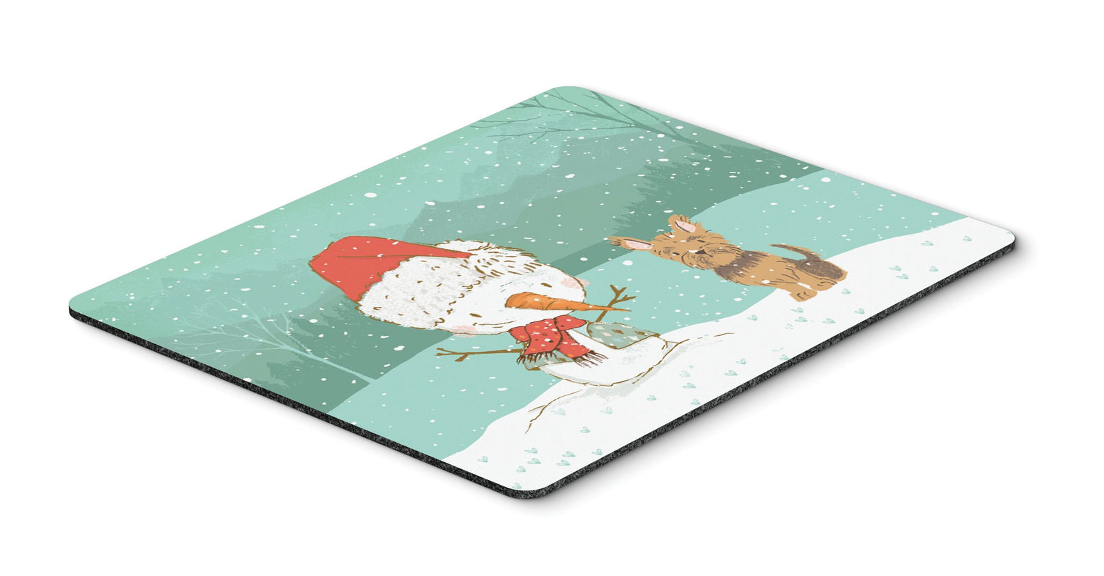 Yorkie Cropped Ears Snowman Christmas Mouse Pad, Hot Pad or Trivet CK2098MP by Caroline's Treasures