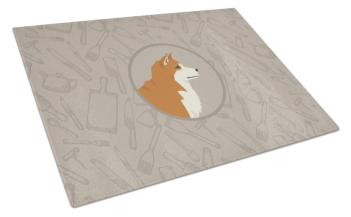 Akita In the Kitchen Glass Cutting Board Large CK2159LCB by Caroline&#39;s Treasures