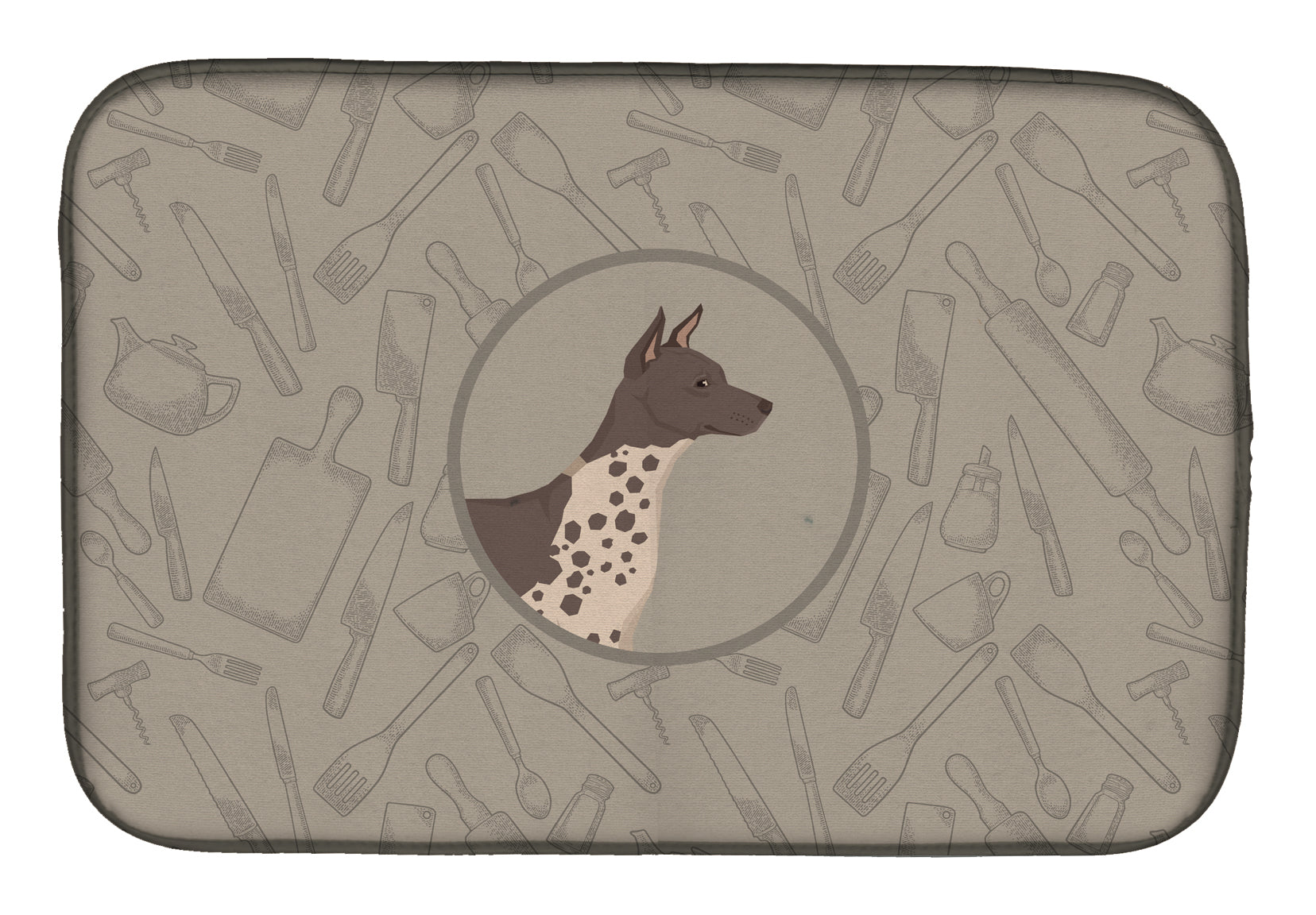 American Hairless Terrier In the Kitchen Dish Drying Mat CK2161DDM  the-store.com.