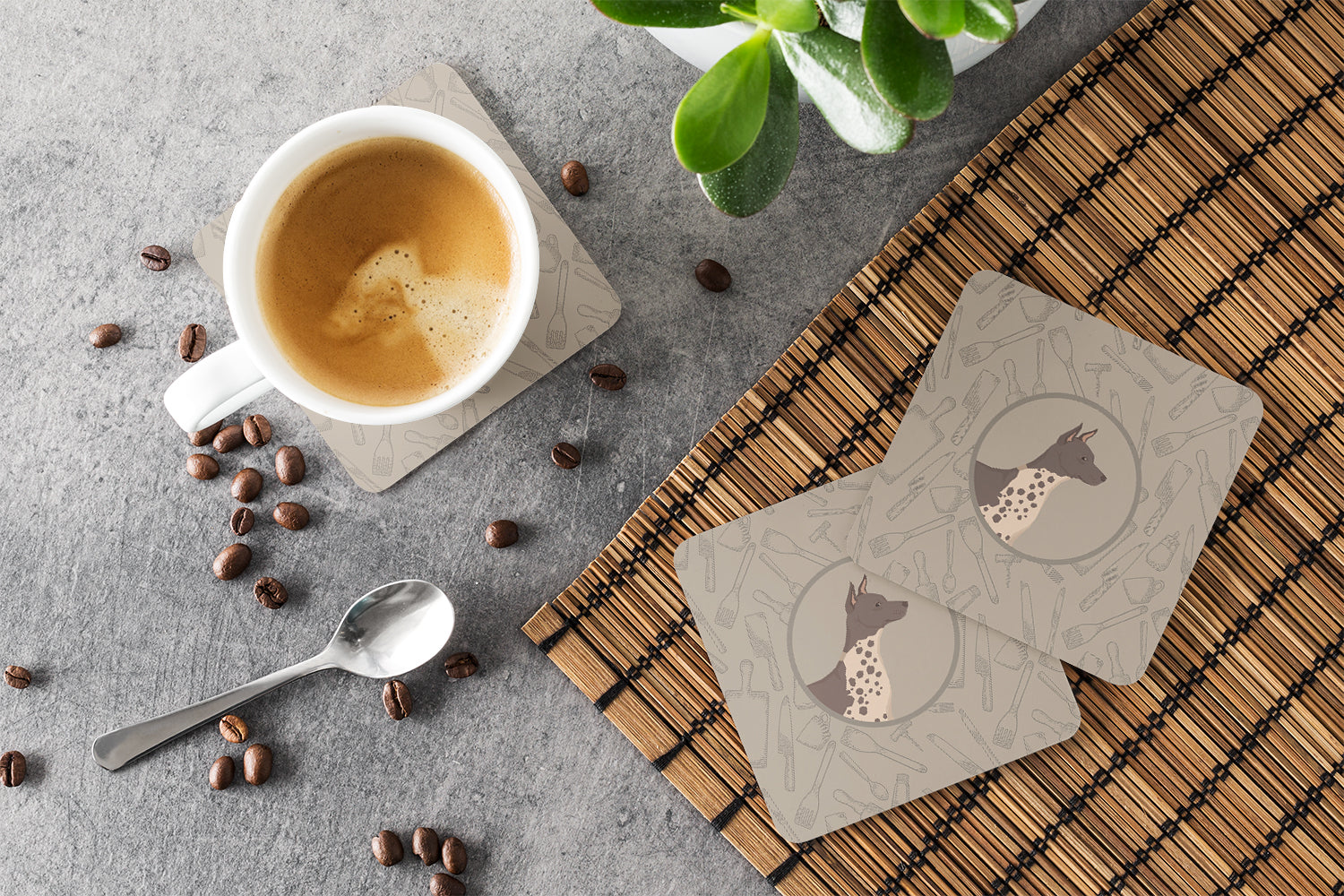 American Hairless Terrier In the Kitchen Foam Coaster Set of 4 CK2161FC - the-store.com