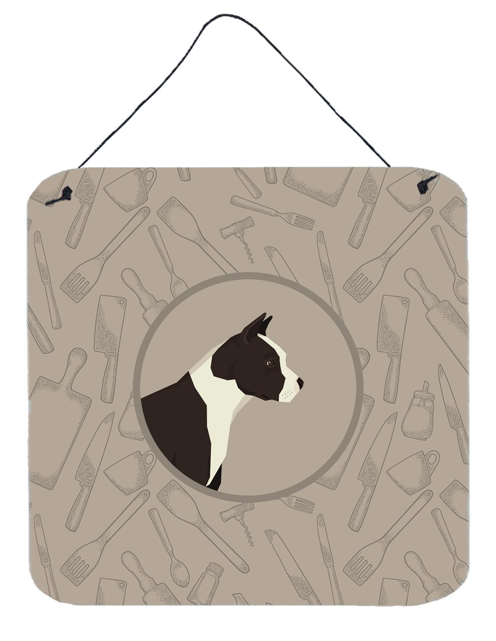 American Staffordshire Terrier In the Kitchen Wall or Door Hanging Prints CK2162DS66 by Caroline&#39;s Treasures