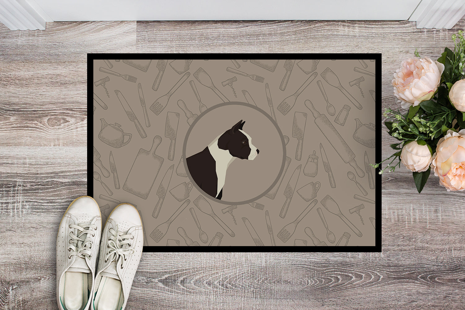 American Staffordshire Terrier In the Kitchen Indoor or Outdoor Mat 18x27 CK2162MAT - the-store.com