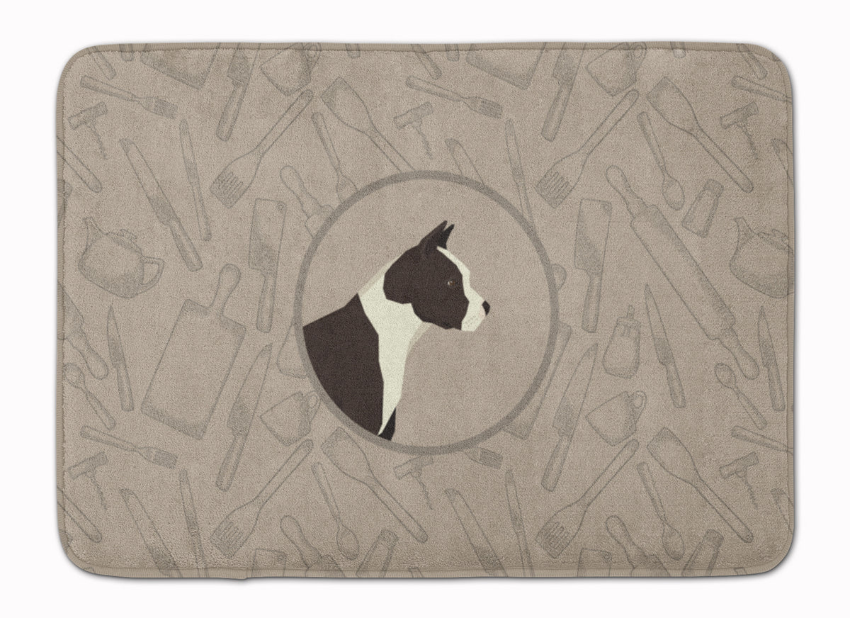 American Staffordshire Terrier In the Kitchen Machine Washable Memory Foam Mat CK2162RUG - the-store.com
