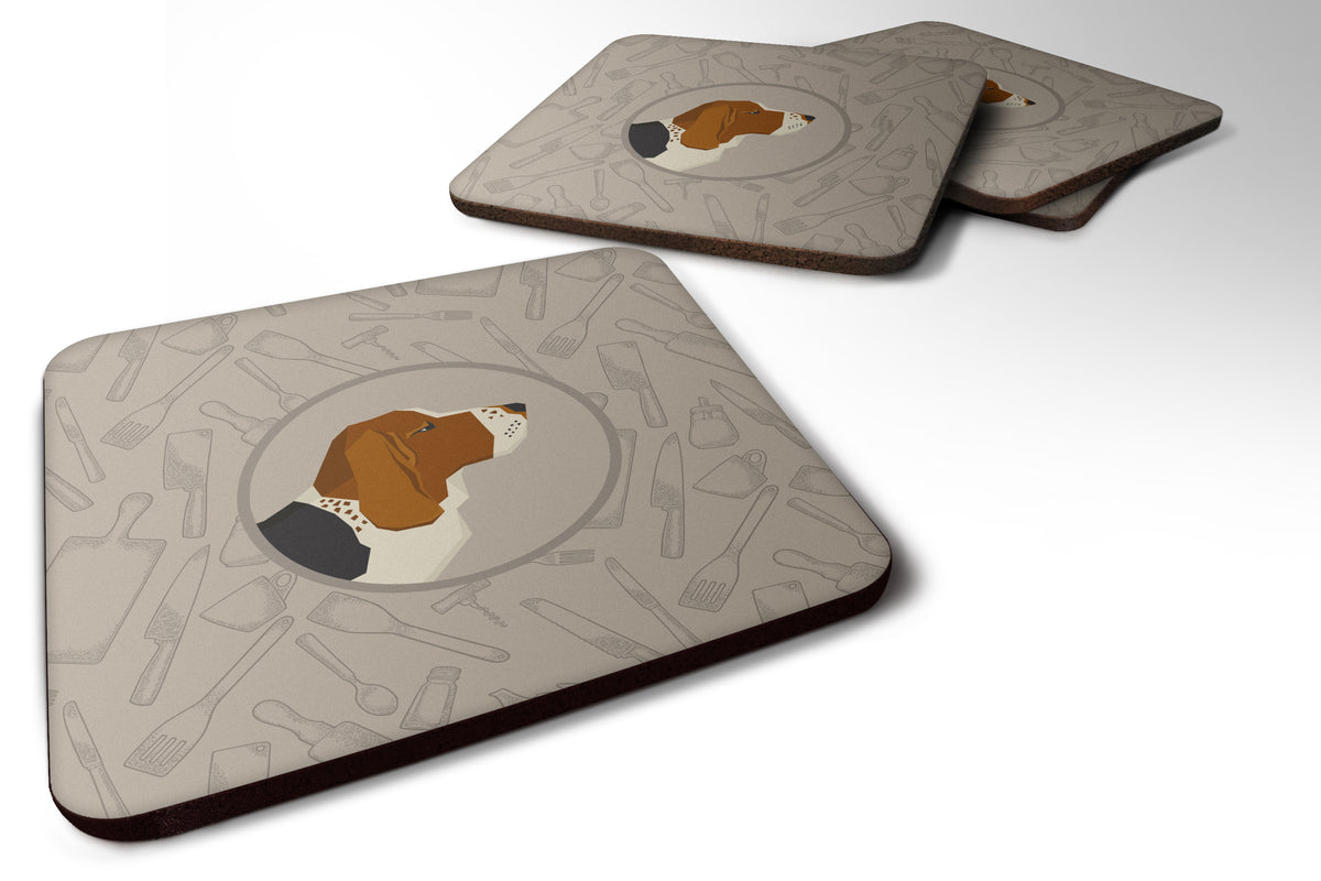 Basset Hound In the Kitchen Foam Coaster Set of 4 CK2165FC - the-store.com