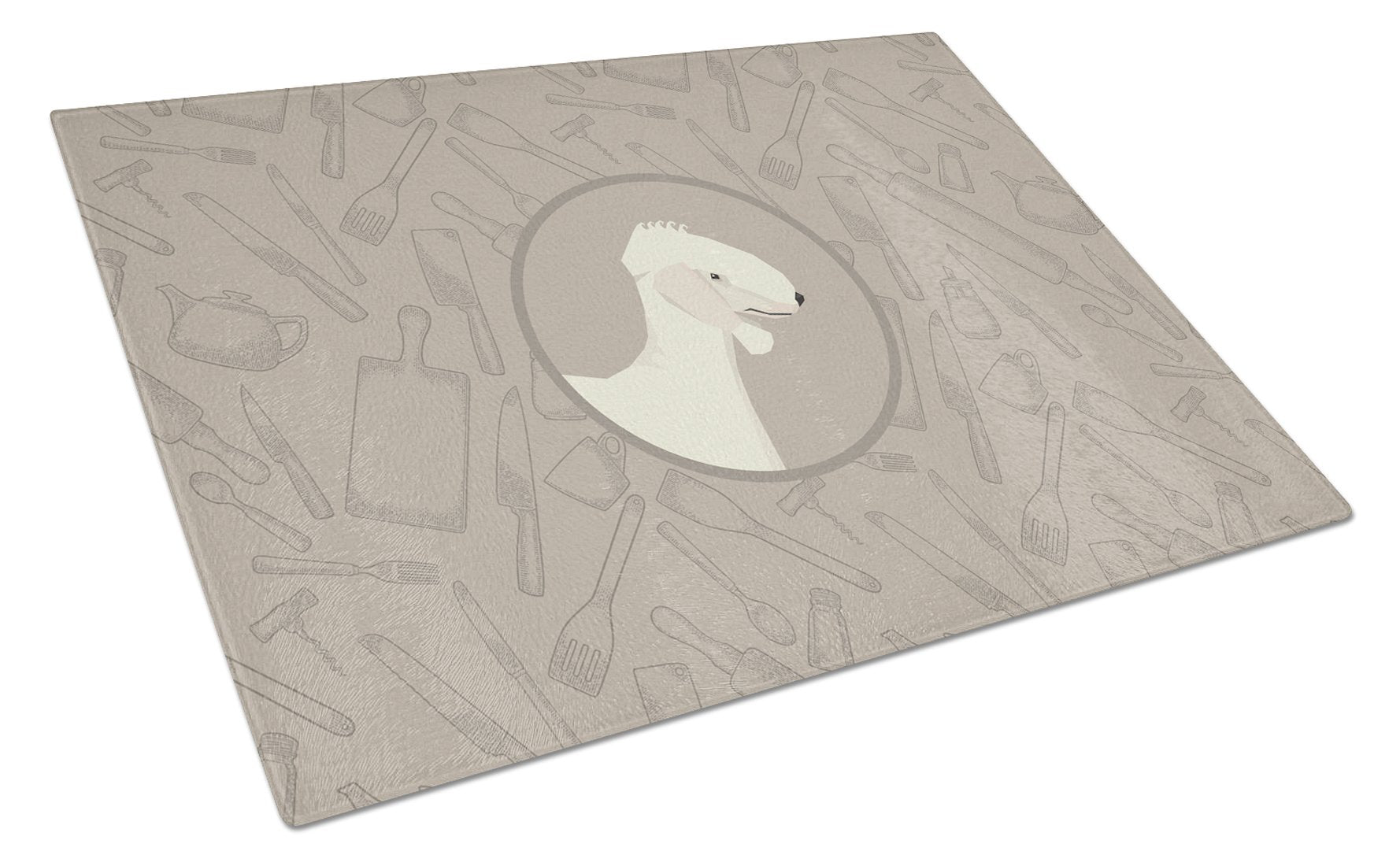 Bedlington Terrier In the Kitchen Glass Cutting Board Large CK2167LCB by Caroline's Treasures
