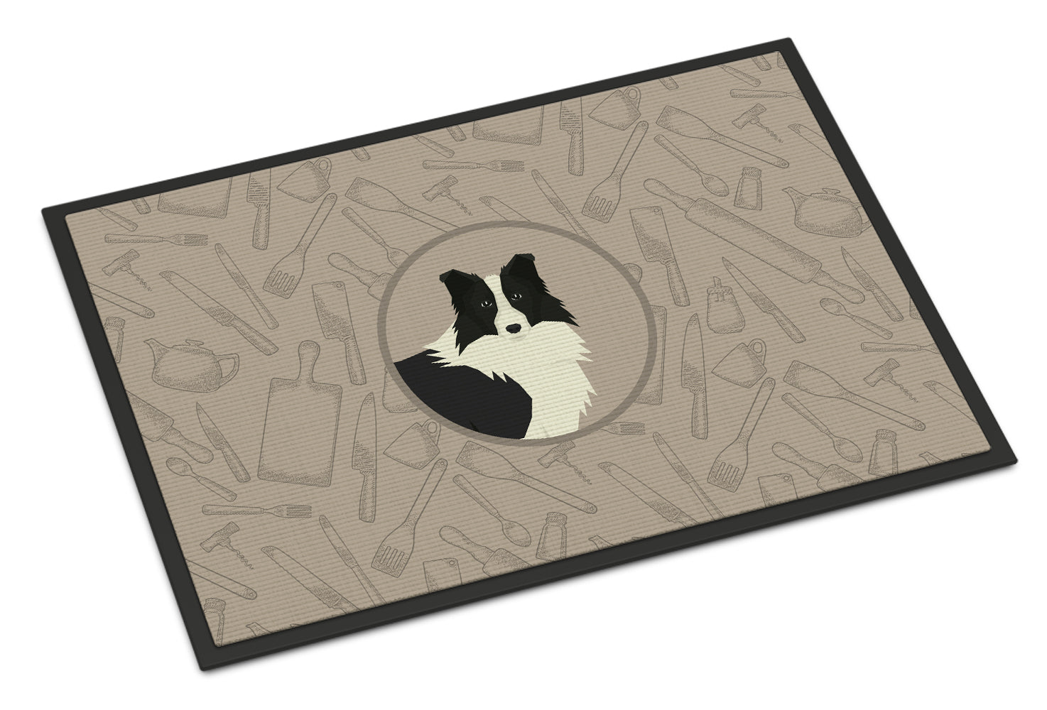 Border Collie In the Kitchen Indoor or Outdoor Mat 18x27 CK2169MAT - the-store.com
