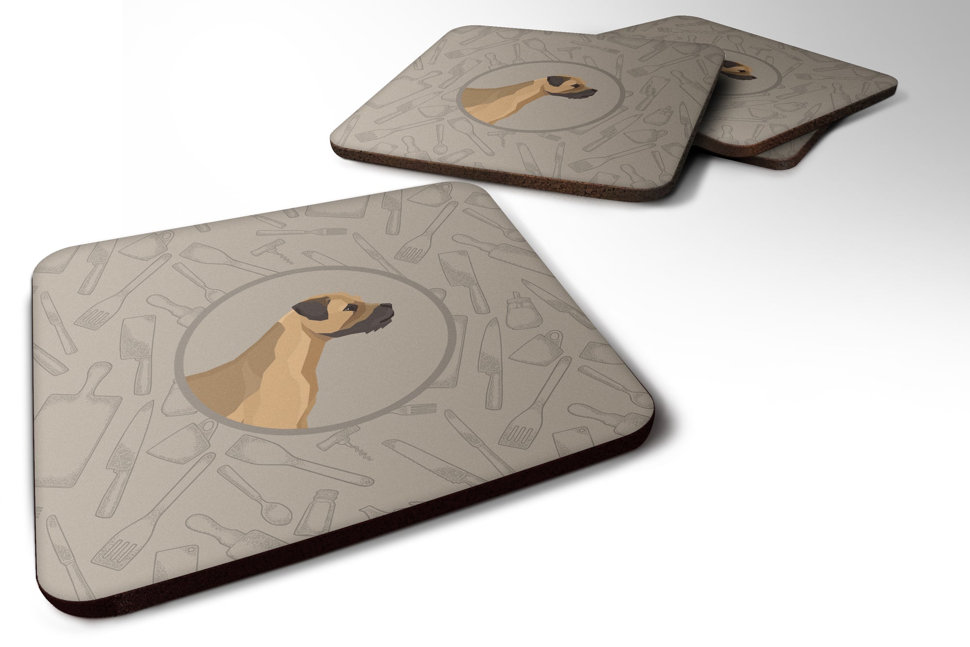 Border Terrier In the Kitchen Foam Coaster Set of 4 CK2170FC - the-store.com