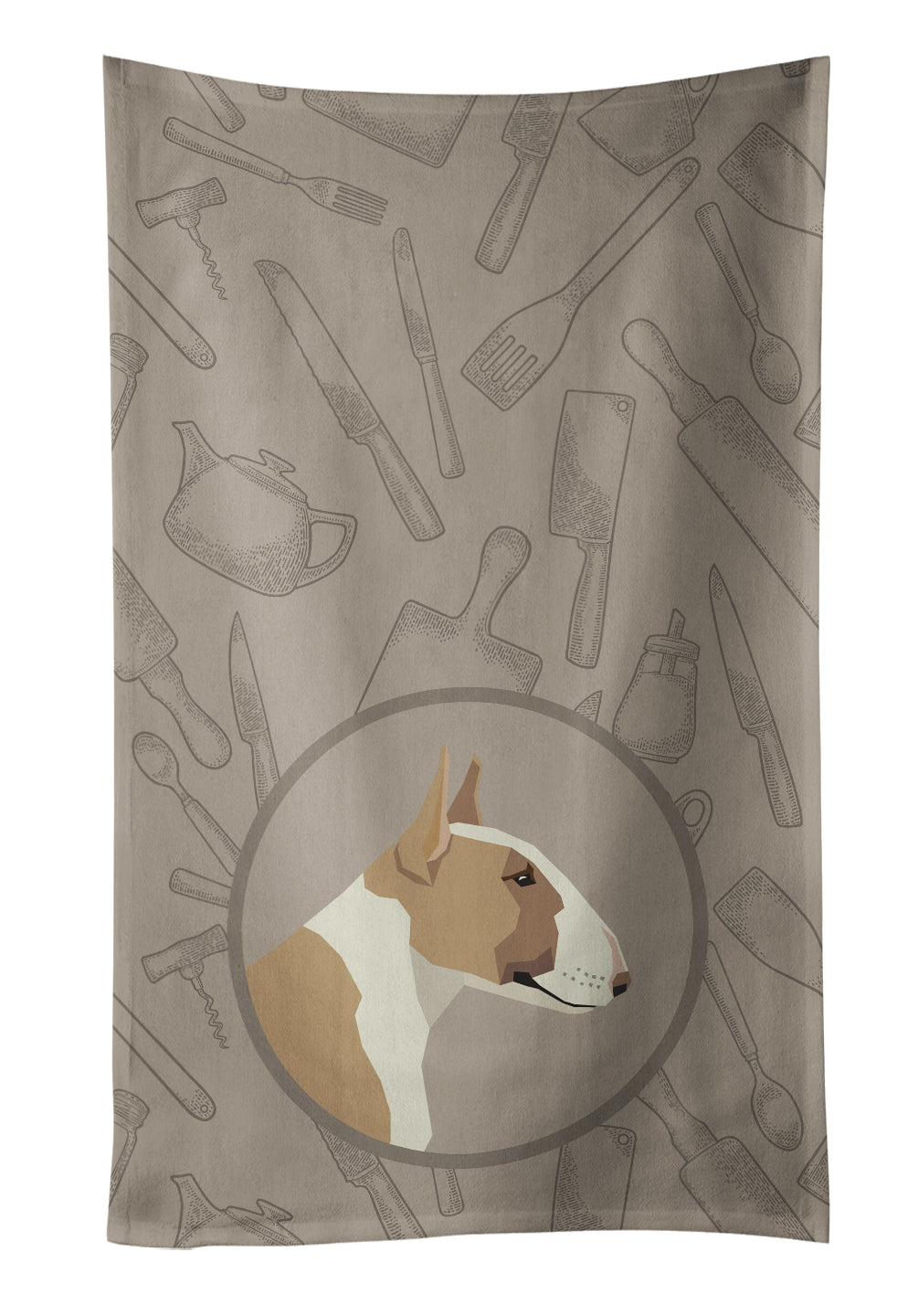 Fawn and White Bull Terrier In the Kitchen Kitchen Towel CK2175KTWL - the-store.com