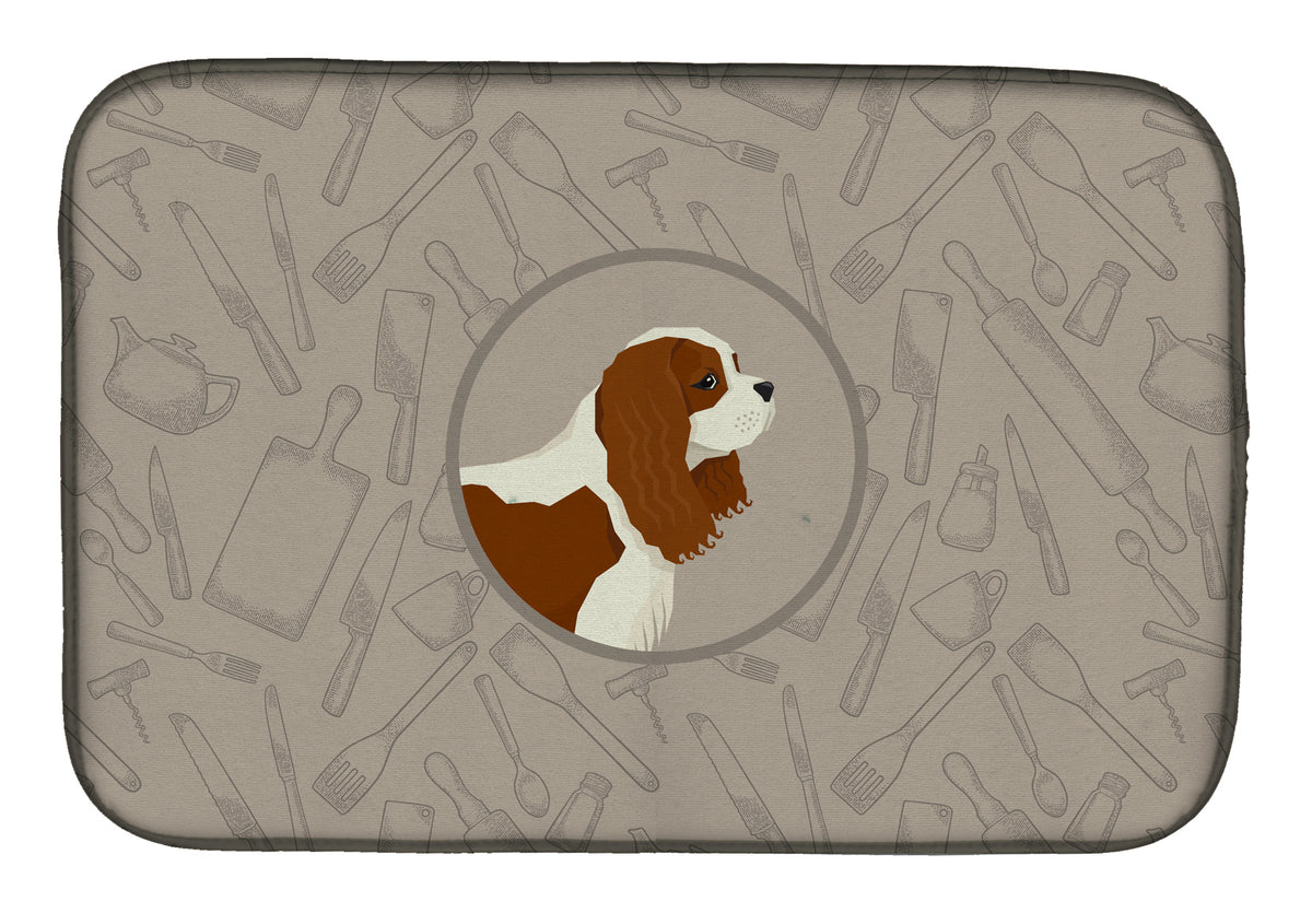 Cavalier Spaniel In the Kitchen Dish Drying Mat CK2176DDM  the-store.com.
