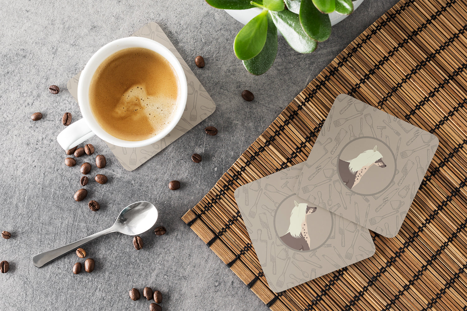 Chinese Crested In the Kitchen Foam Coaster Set of 4 CK2178FC - the-store.com