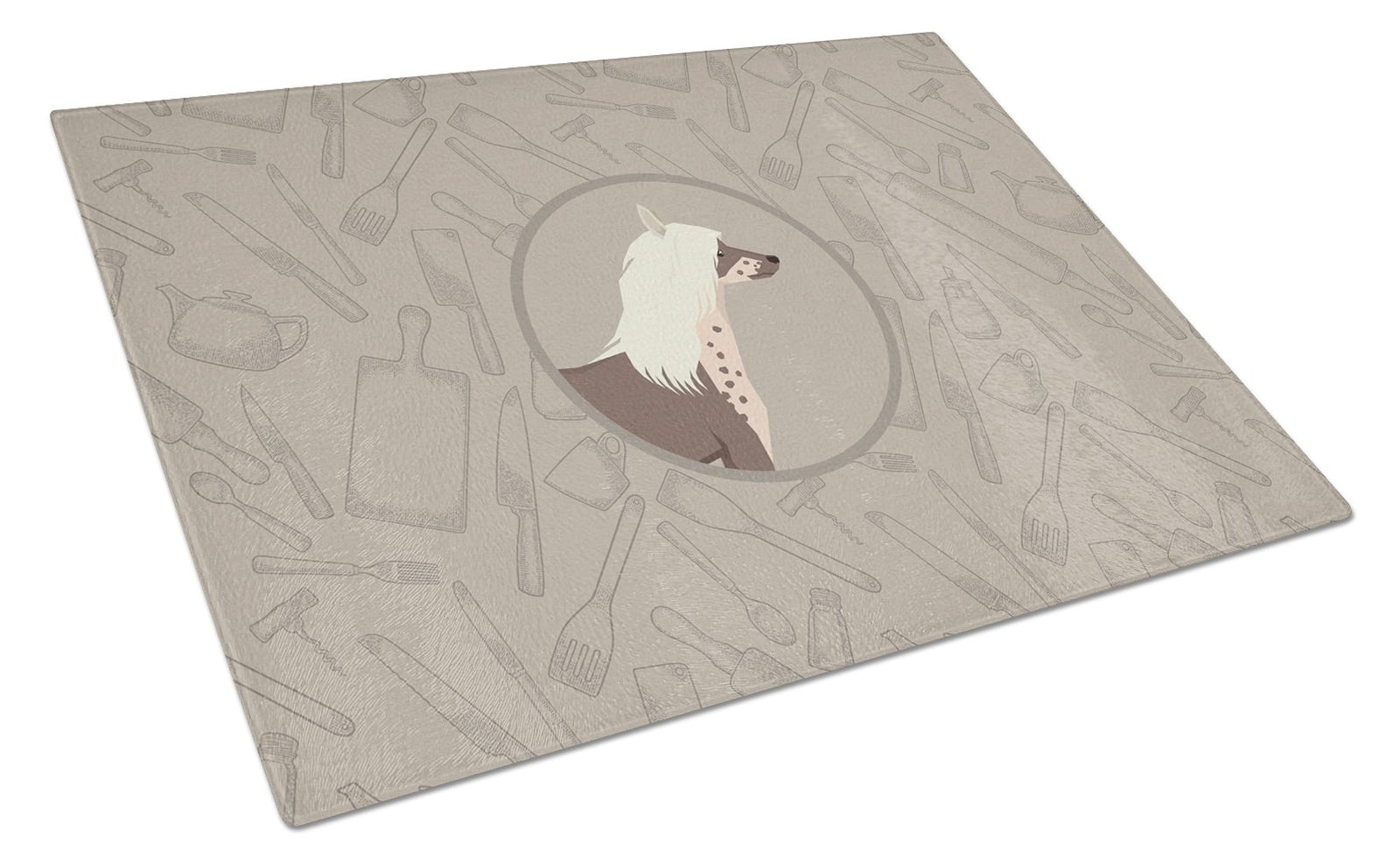 Chinese Crested In the Kitchen Glass Cutting Board Large CK2178LCB by Caroline's Treasures