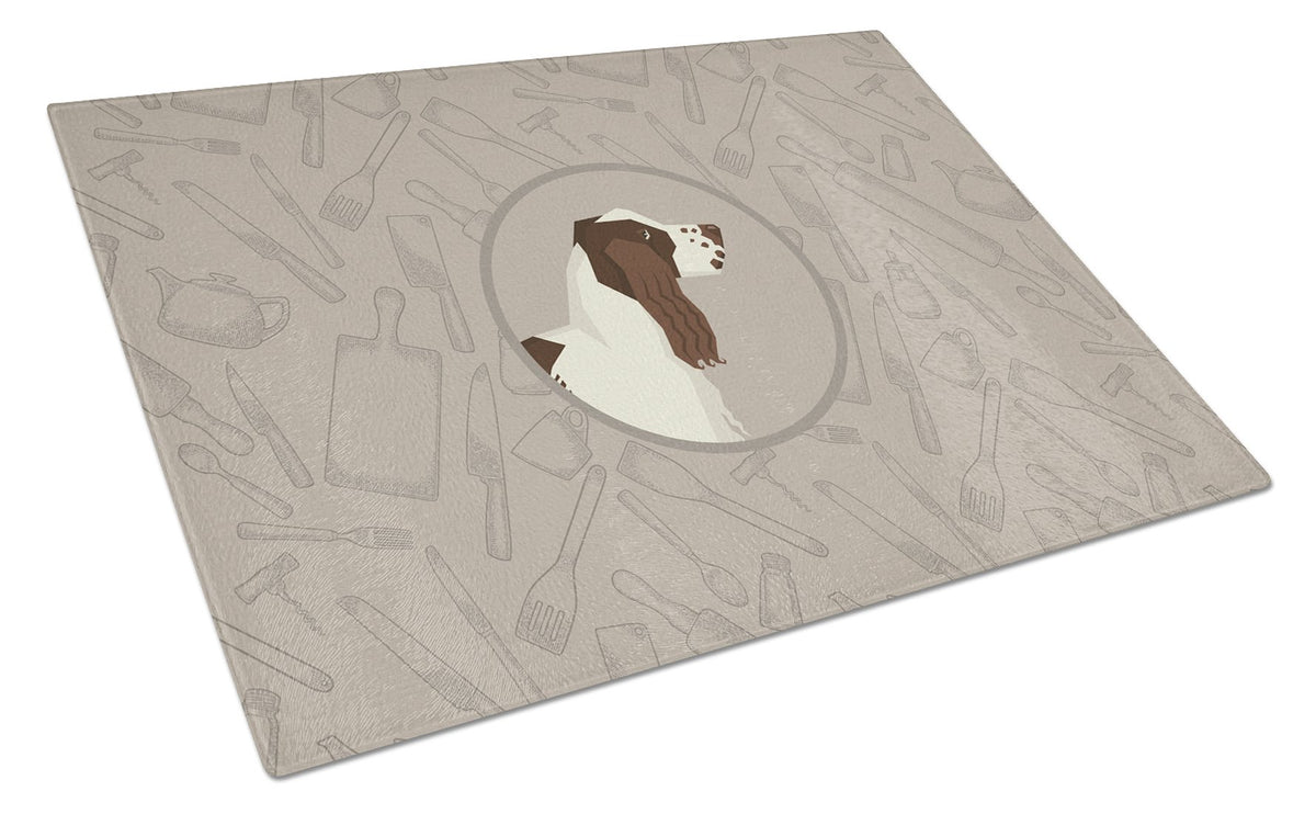 English Springer Spaniel In the Kitchen Glass Cutting Board Large CK2184LCB by Caroline&#39;s Treasures