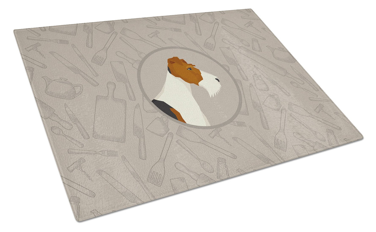 Fox Terrier In the Kitchen Glass Cutting Board Large CK2185LCB by Caroline&#39;s Treasures