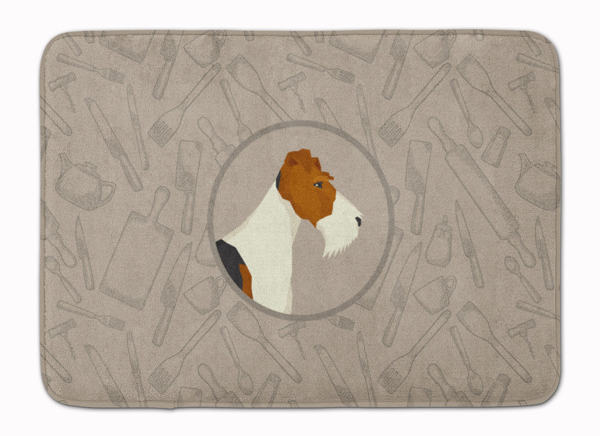 Fox Terrier In the Kitchen Machine Washable Memory Foam Mat CK2185RUG - the-store.com