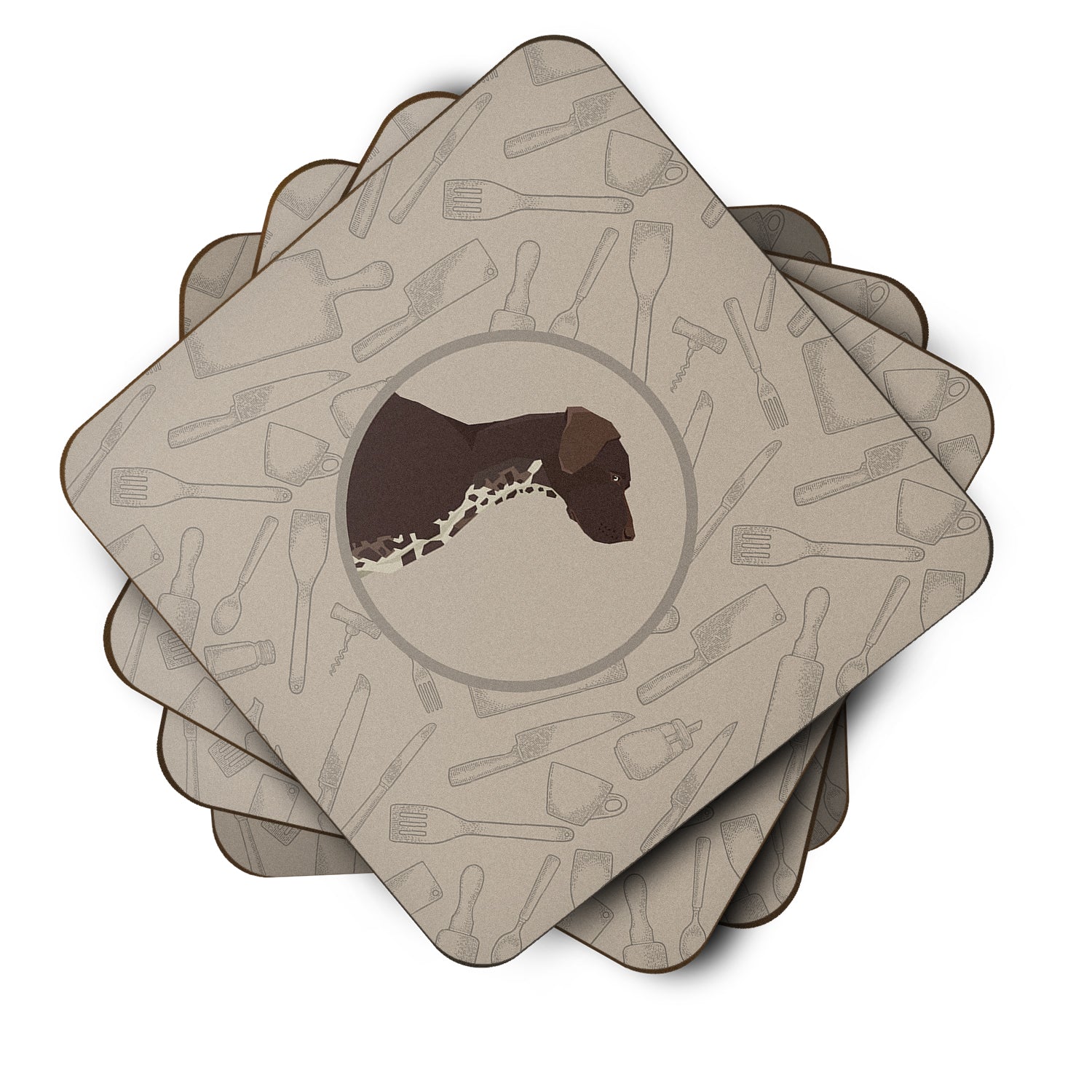 German Shorthaired Pointer In the Kitchen Foam Coaster Set of 4 CK2188FC - the-store.com