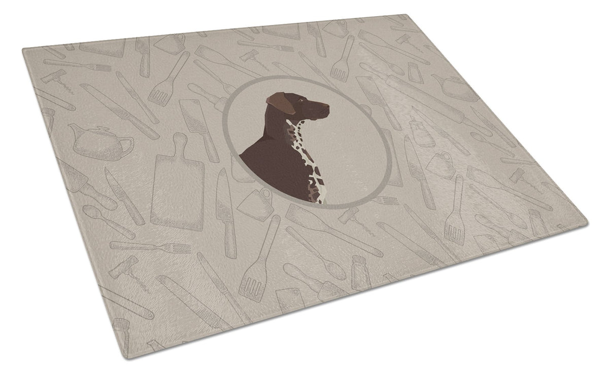 German Shorthaired Pointer In the Kitchen Glass Cutting Board Large CK2188LCB by Caroline&#39;s Treasures