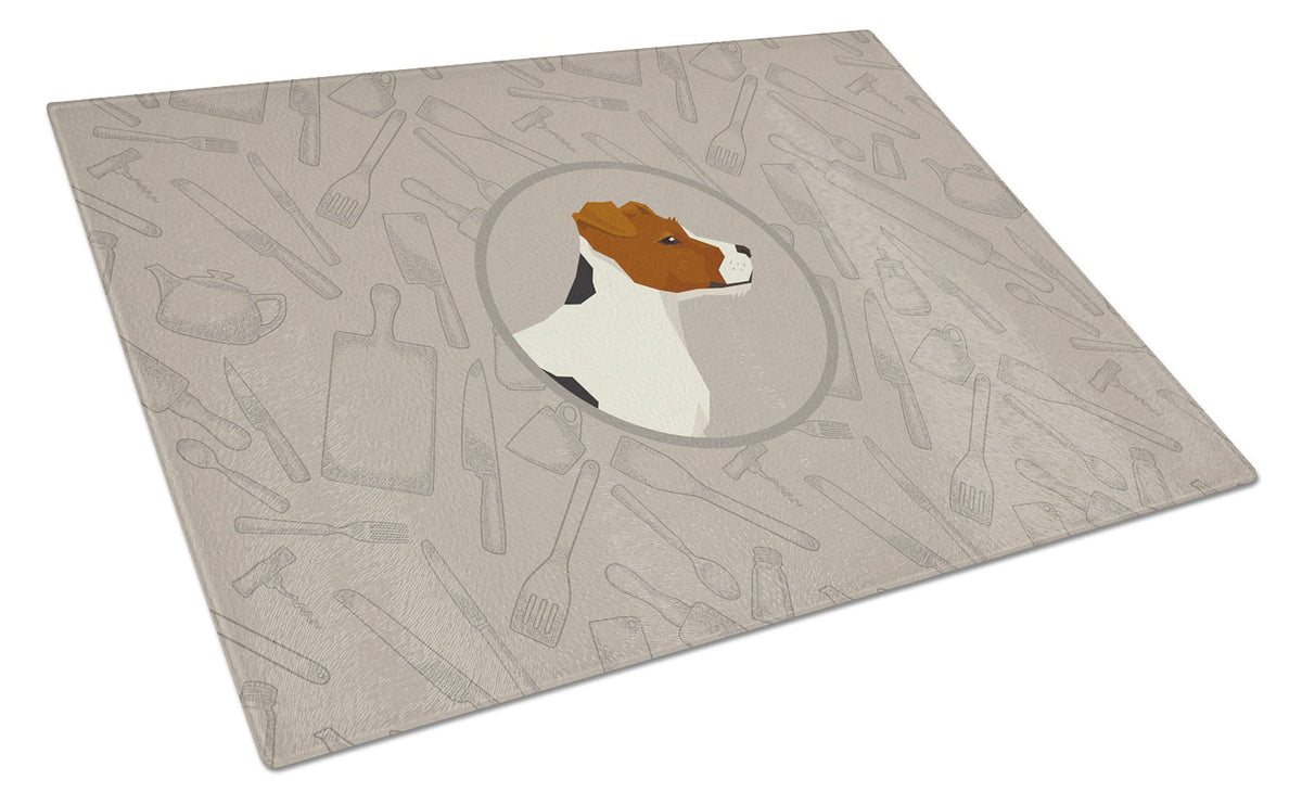 Jack Russell Terrier In the Kitchen Glass Cutting Board Large CK2194LCB by Caroline&#39;s Treasures