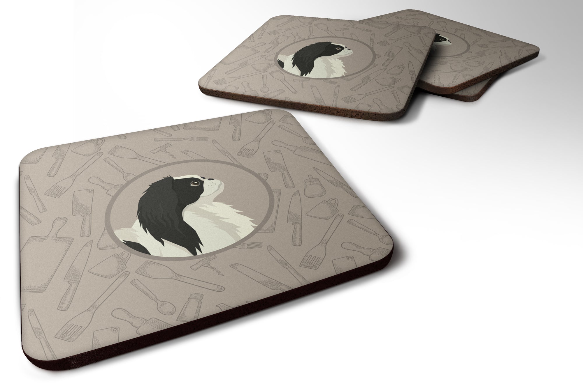 Japanese Chin In the Kitchen Foam Coaster Set of 4 CK2195FC - the-store.com
