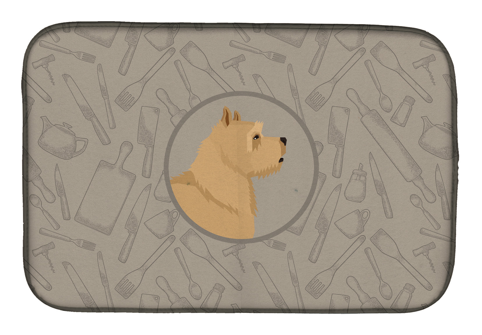 Norwich Terrier In the Kitchen Dish Drying Mat CK2198DDM  the-store.com.