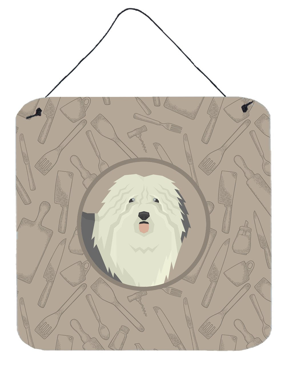 Old English Sheepdog In the Kitchen Wall or Door Hanging Prints CK2199DS66 by Caroline&#39;s Treasures