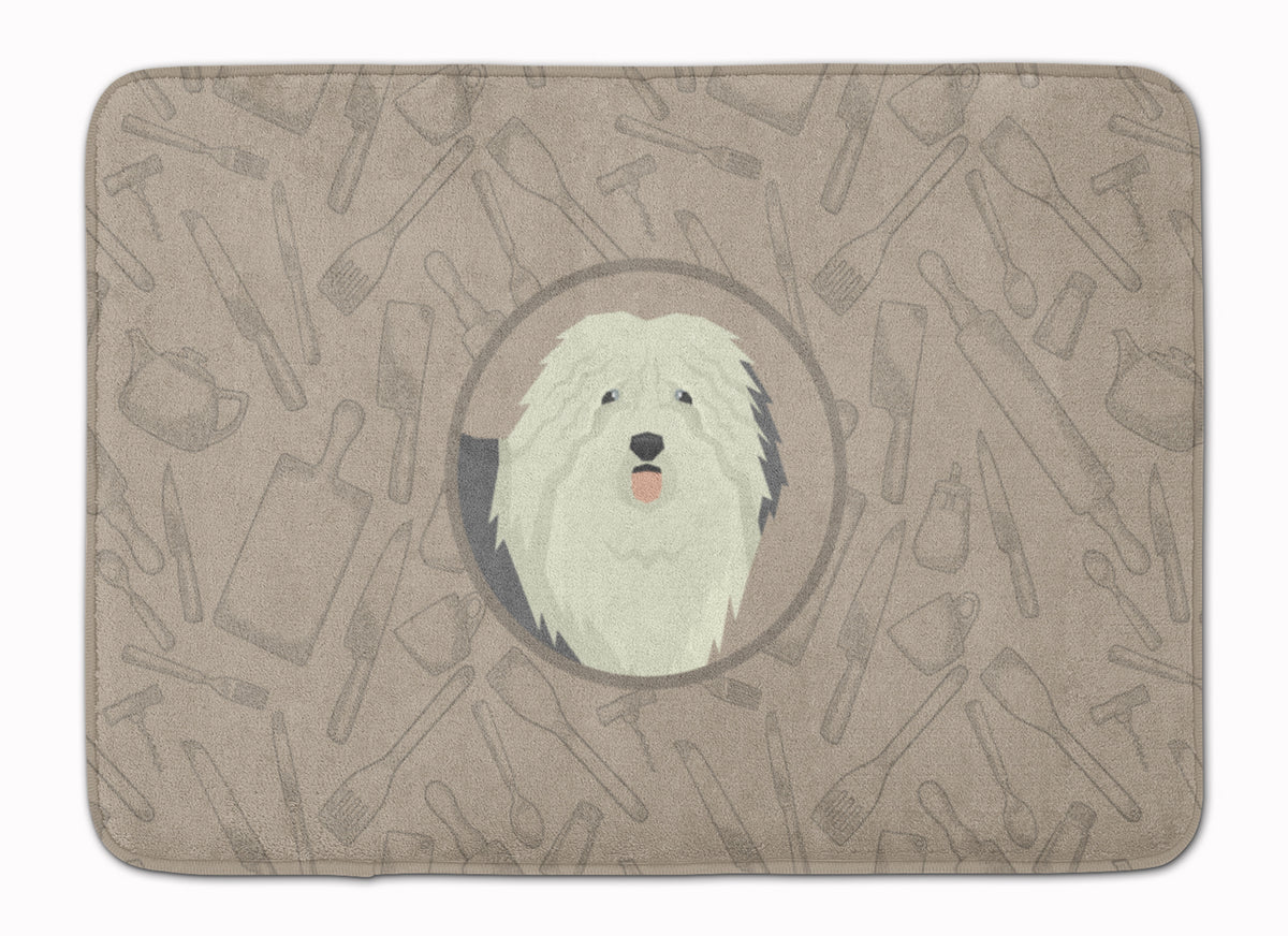 Old English Sheepdog In the Kitchen Machine Washable Memory Foam Mat CK2199RUG - the-store.com