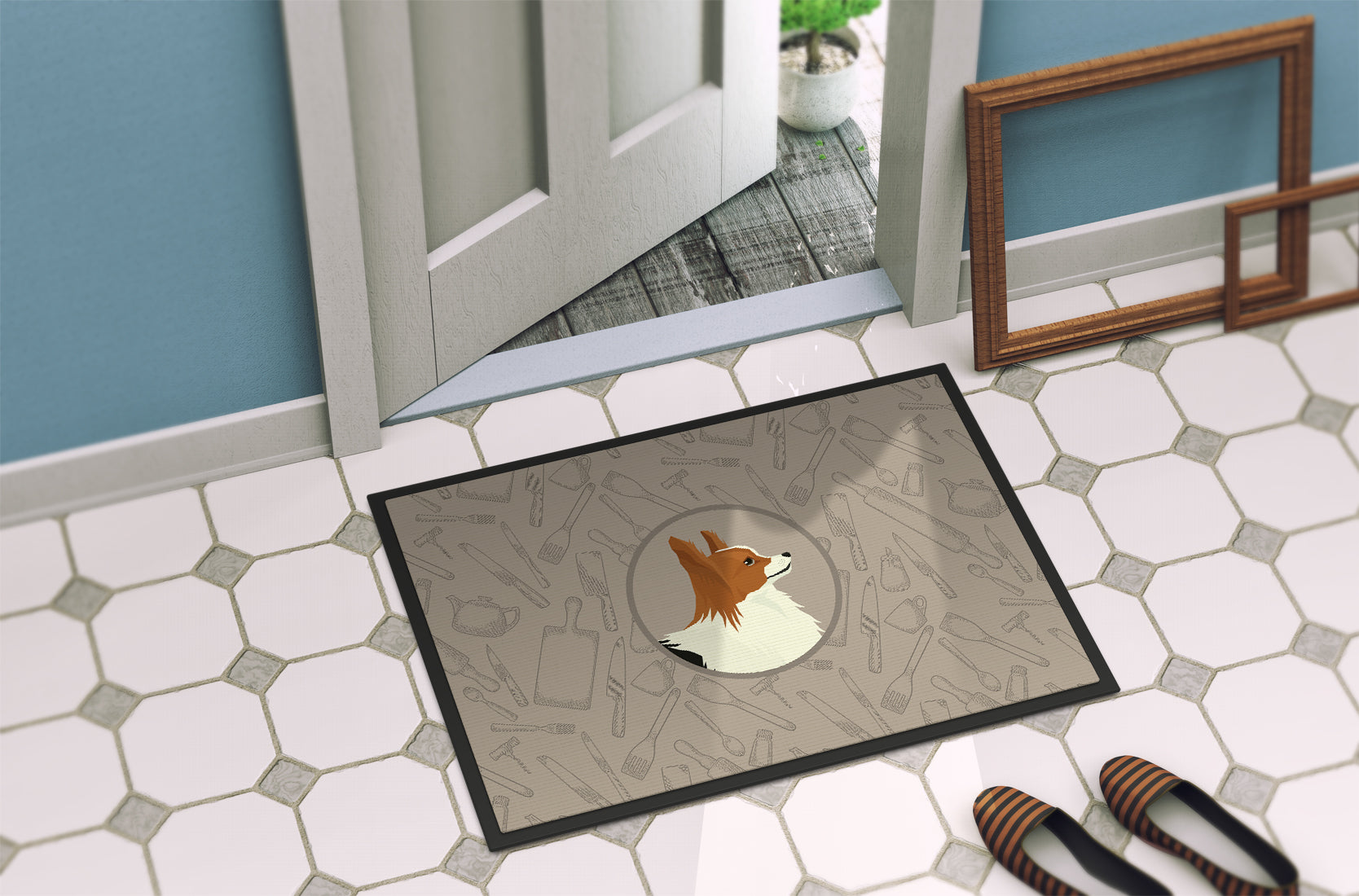 Papillon In the Kitchen Indoor or Outdoor Mat 18x27 CK2200MAT - the-store.com
