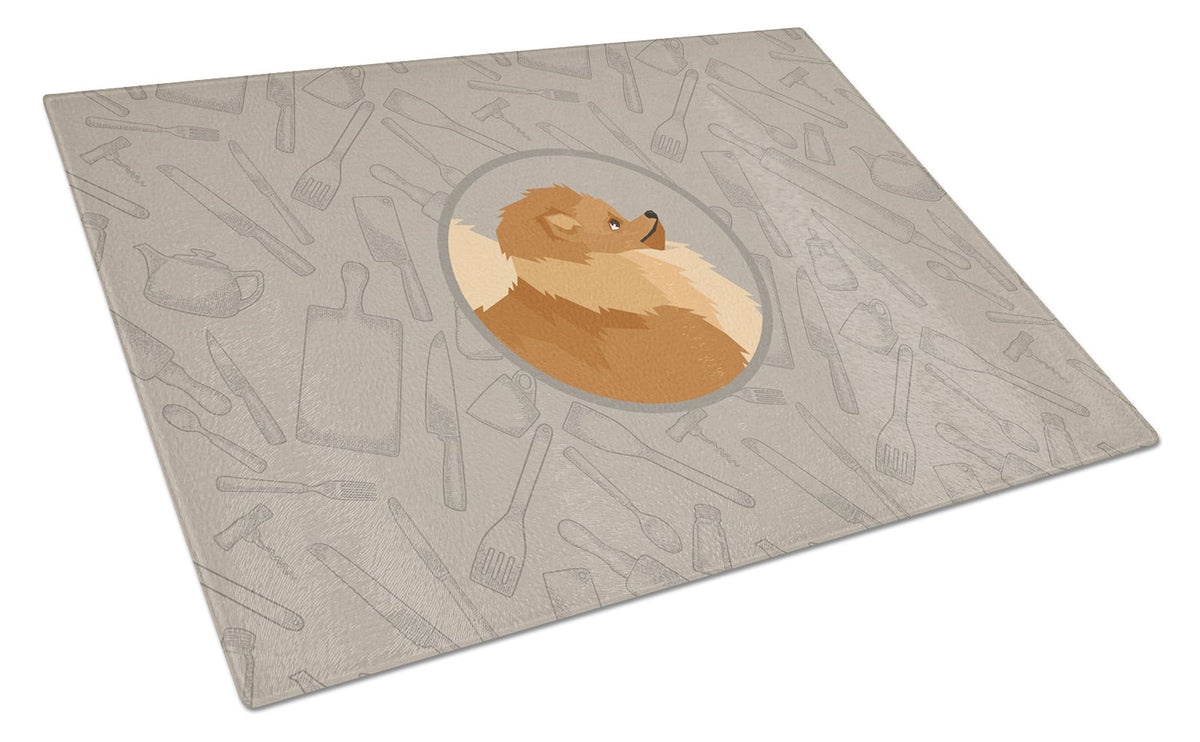Pomeranian In the Kitchen Glass Cutting Board Large CK2202LCB by Caroline&#39;s Treasures