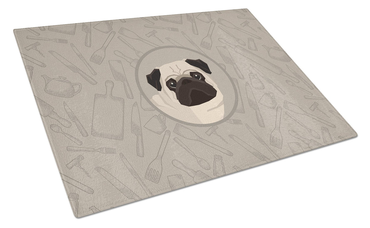 Pug In the Kitchen Glass Cutting Board Large CK2204LCB by Caroline&#39;s Treasures