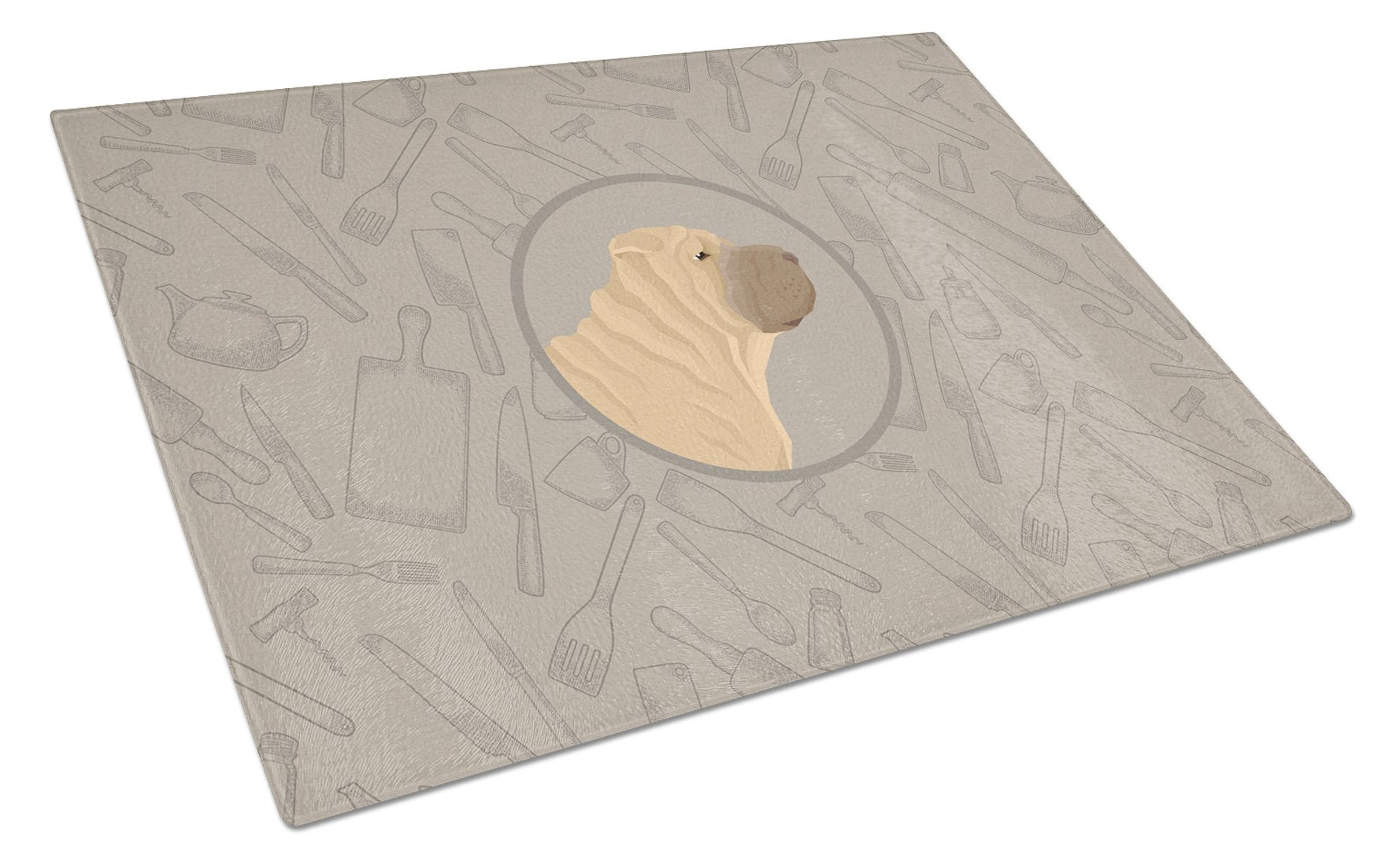 Shar Pei In the Kitchen Glass Cutting Board Large CK2209LCB by Caroline's Treasures