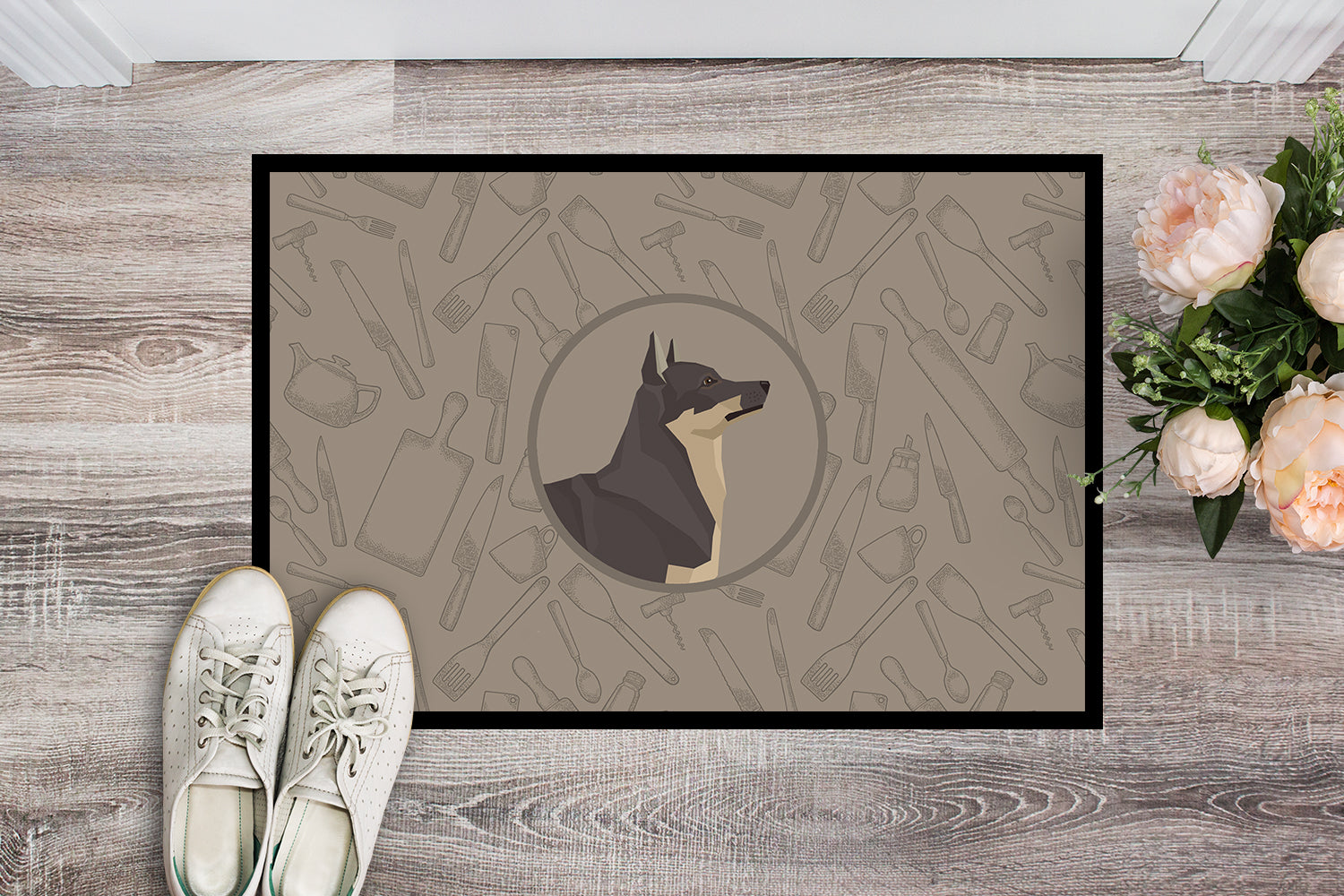 Swedish Vallhund In the Kitchen Indoor or Outdoor Mat 18x27 CK2213MAT - the-store.com