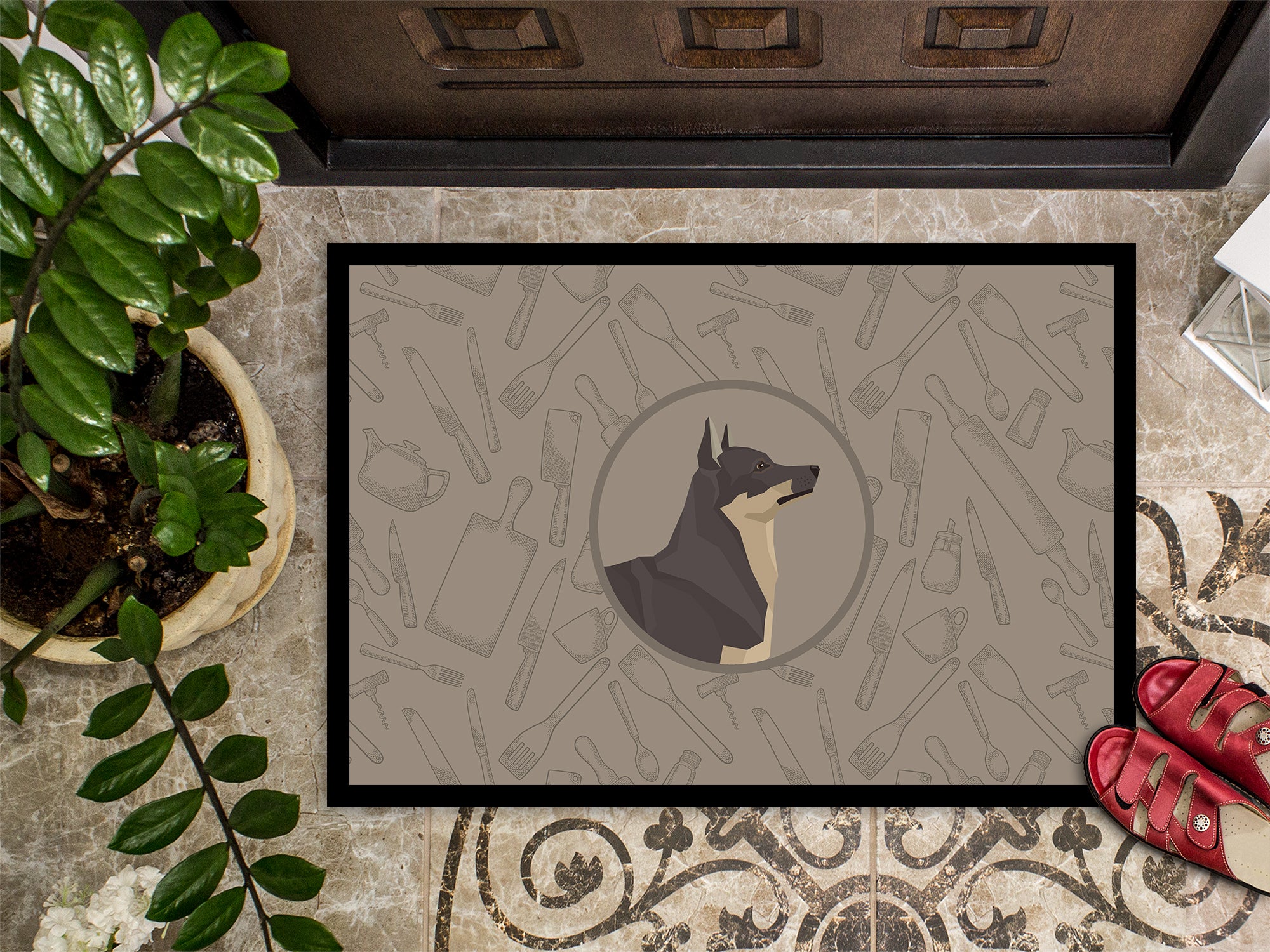 Swedish Vallhund In the Kitchen Indoor or Outdoor Mat 18x27 CK2213MAT - the-store.com