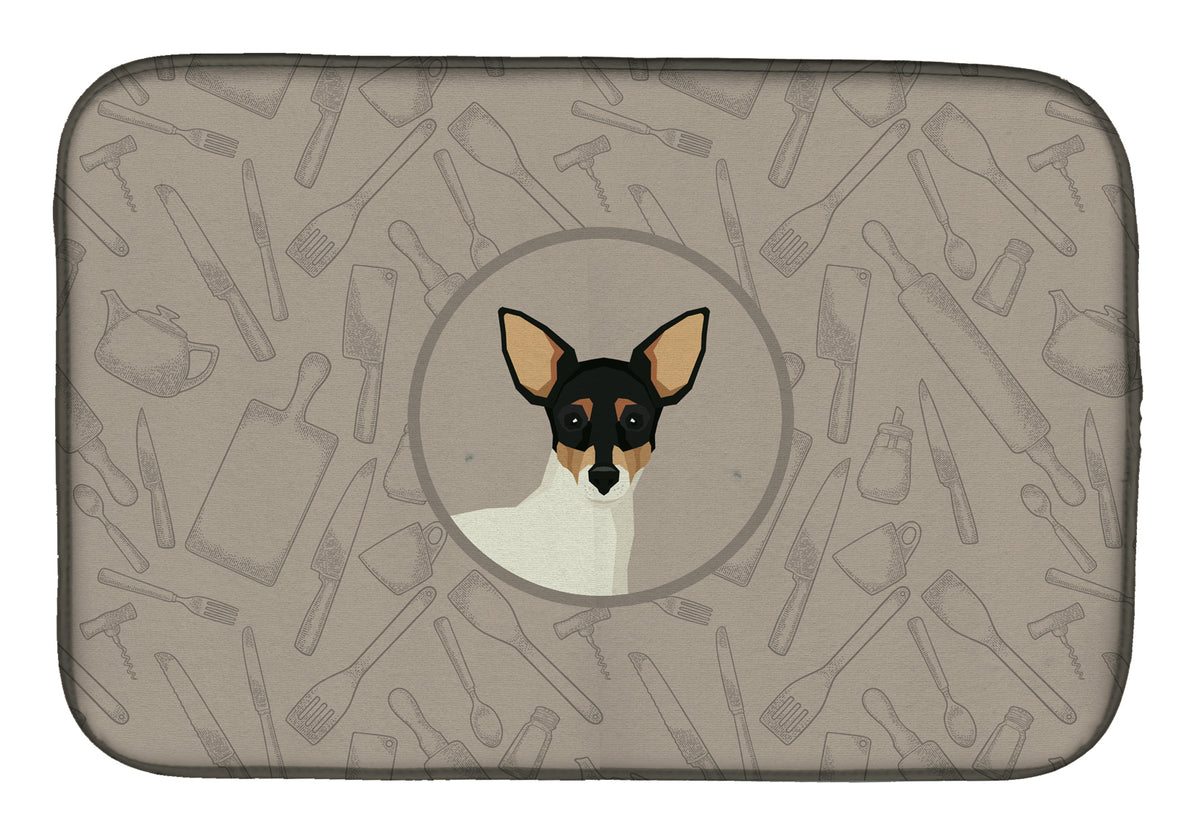 Toy Fox Terrier In the Kitchen Dish Drying Mat CK2214DDM