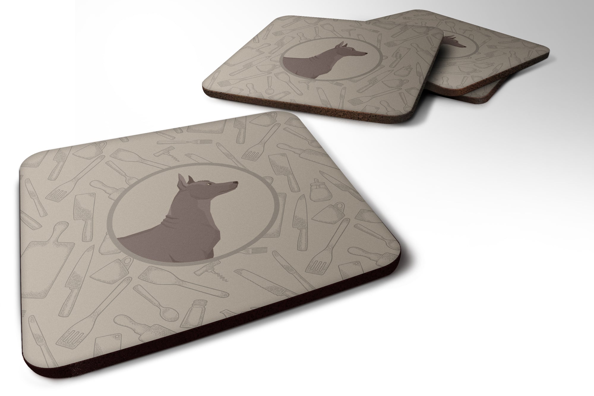 Mexican Hairless Dog Xolo In the Kitchen Foam Coaster Set of 4 CK2217FC - the-store.com