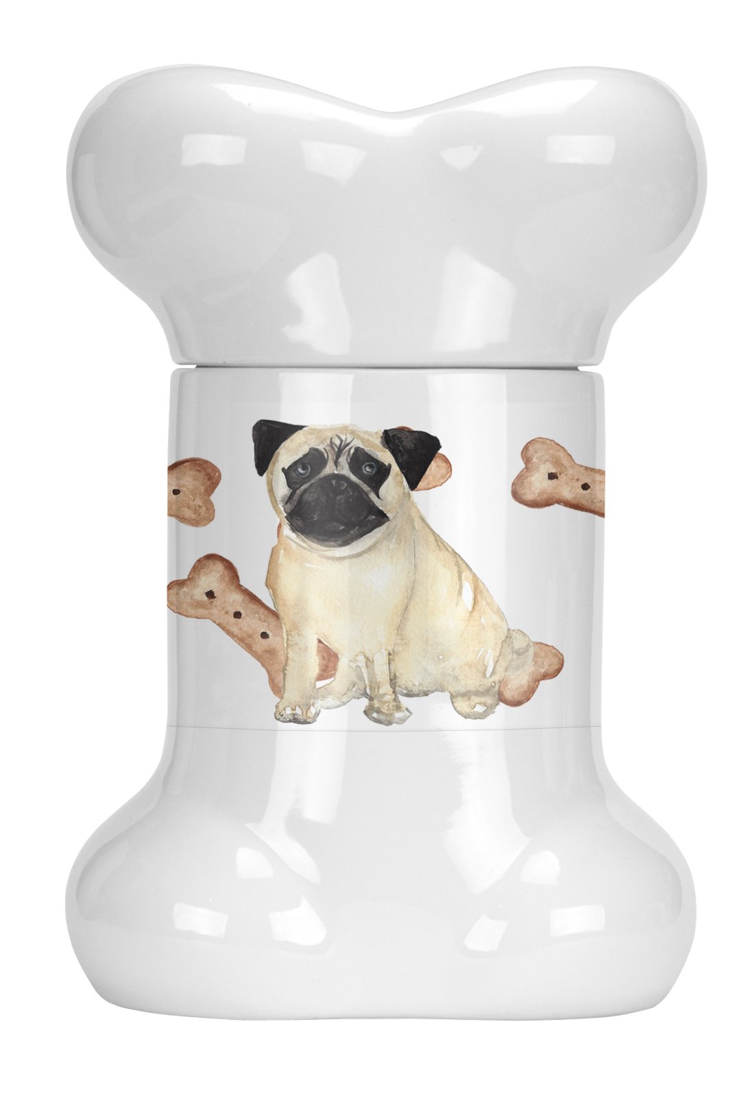 Fawn Pug Puppy Bone Shaped Treat Jar CK2370BSTJ by Caroline&#39;s Treasures