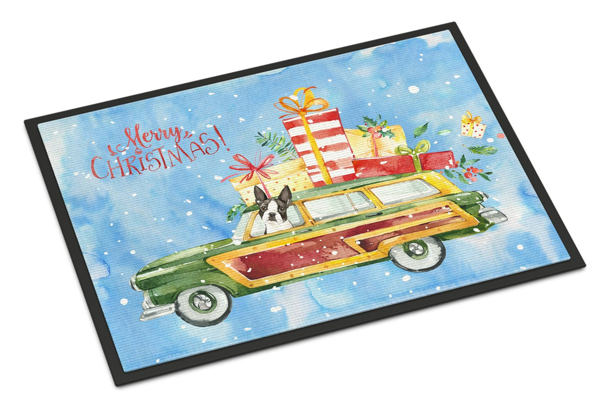 Merry Christmas Boston Terrier Indoor or Outdoor Mat 24x36 CK2397JMAT by Caroline&#39;s Treasures